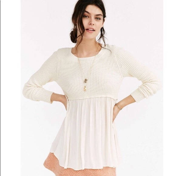 Kimchi Blue Chiffon Babydoll Flowy Sweater - Picture 1 of 7